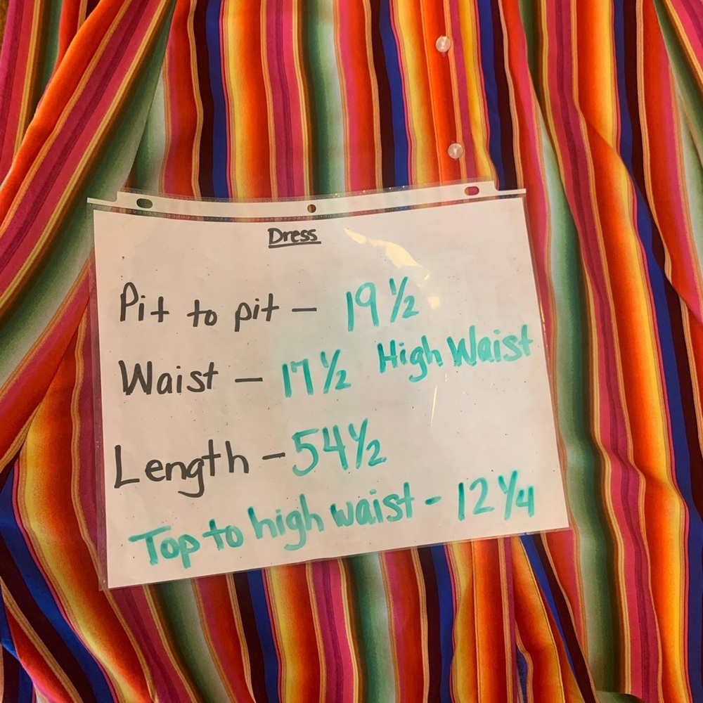 Philosophy Dress 14 Vibrant Rainbow Striped Maxi Button up 3/4 Sleeves Highwaist - Picture 9 of 14